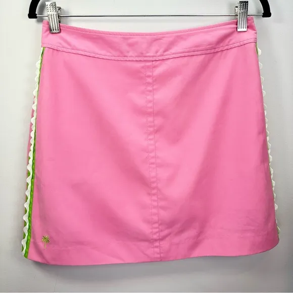 Lilly Pulitzer Vintage Pink Green Ric Rac Trim Skort Skirt