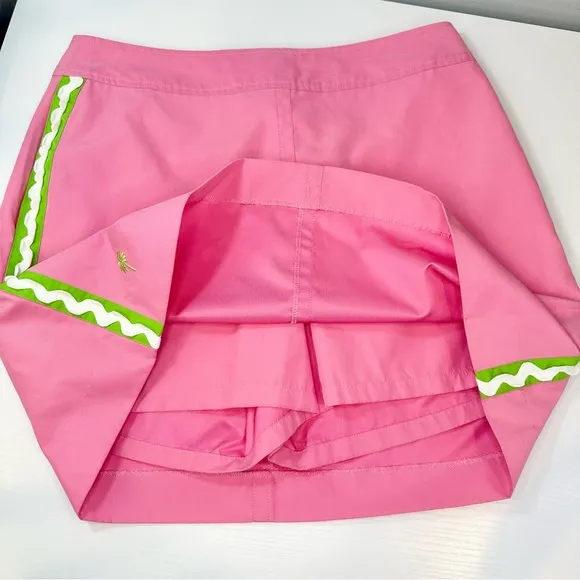 Lilly Pulitzer Vintage Pink Green Ric Rac Trim Skort Skirt