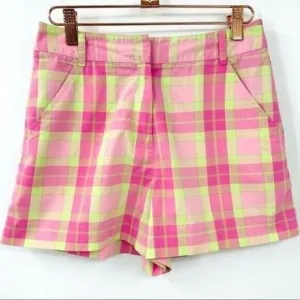 Lilly Pulitzer Vintage Plaid shorts 4P boxF pink and green BoxM