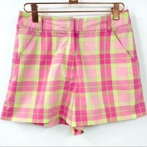 Lilly Pulitzer Vintage Plaid shorts 4P boxF pink and green BoxM