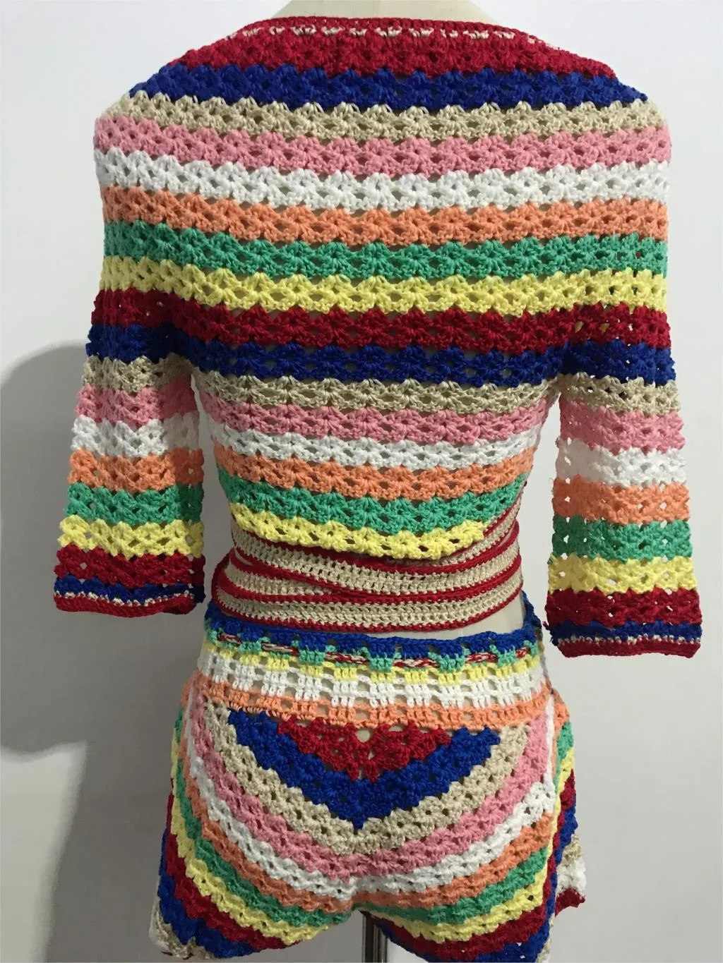 LIMON Striped Crochet Top/Short/Skirt Set (available separately)