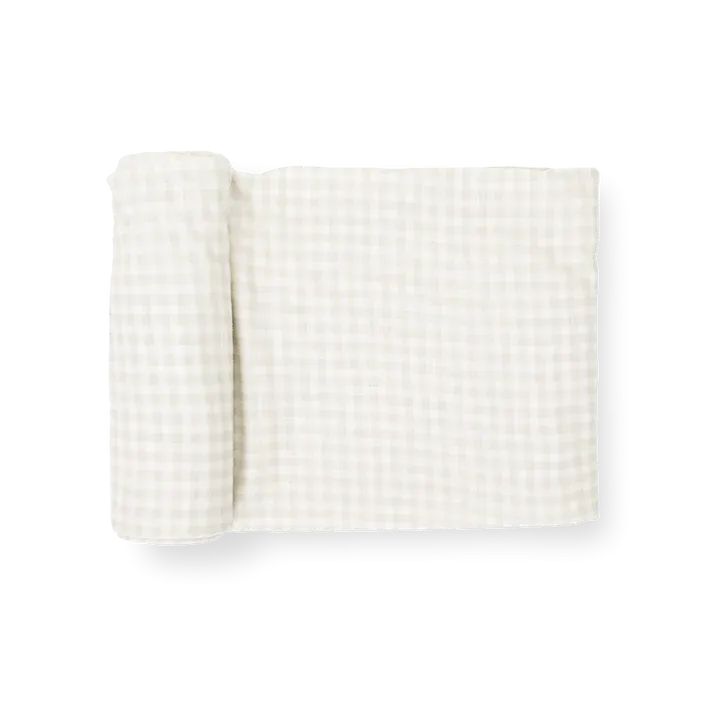Little Unicorn Stretch Knit Swaddle (Tan Gingham)