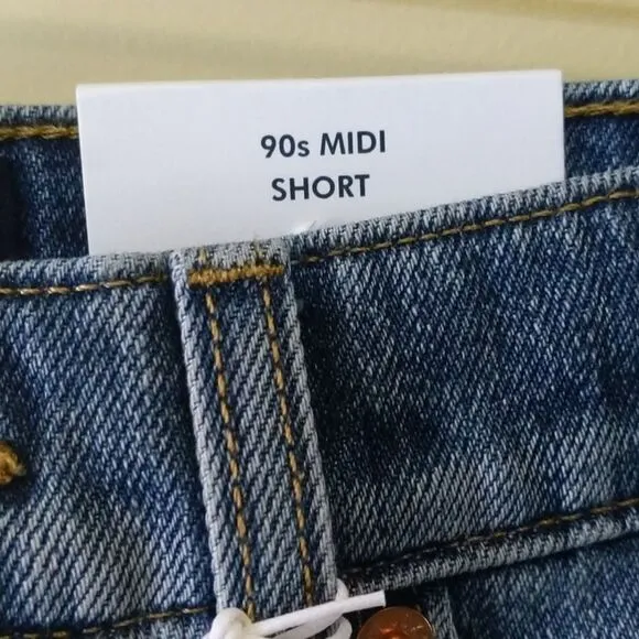 Lucky BRAND 90s Midi Shorts Distressed Cutoff Button Fly NWT Size 6 / 28
