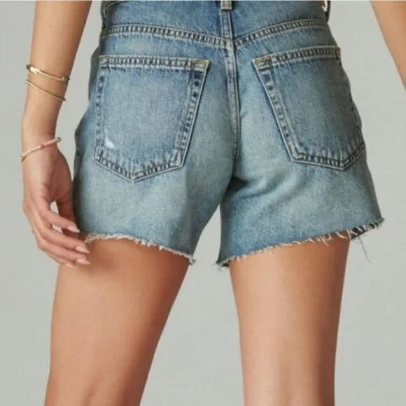 Lucky BRAND 90s Midi Shorts Distressed Cutoff Button Fly NWT Size 6 / 28