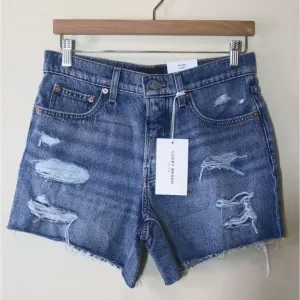 Lucky BRAND 90s Midi Shorts Distressed Cutoff Button Fly NWT Size 6 / 28
