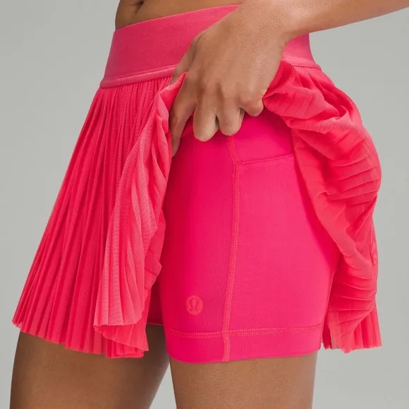 lululemon LIPGLOSS PINK mesh pleats MR mini tennis skirt