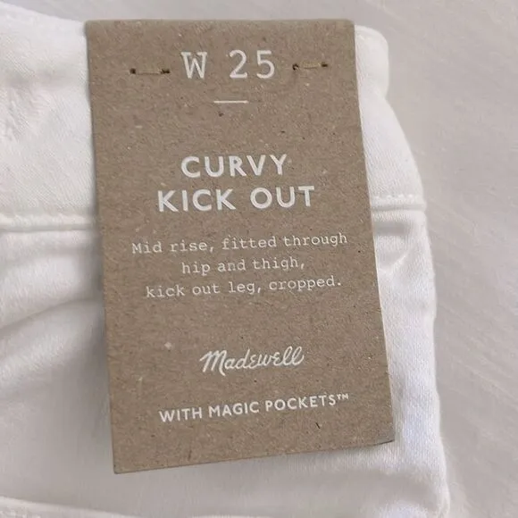 Madewell NWT Curvy Kick Out Crop Jeans Size 25 in Pure White