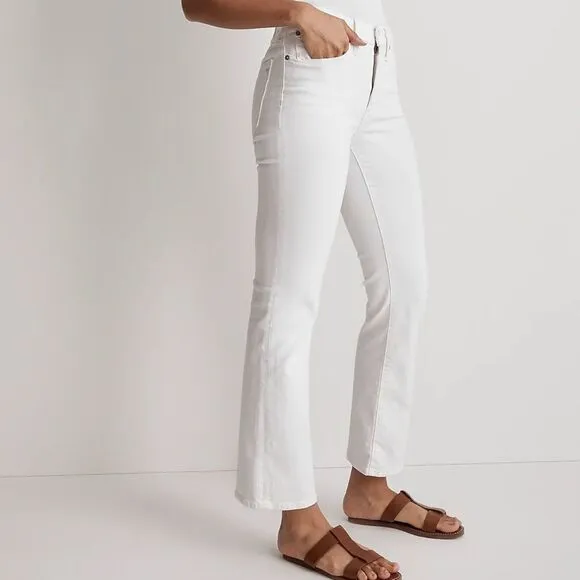 Madewell NWT Mid Rise Kick Out Crop Jeans Size 30 in Pure White