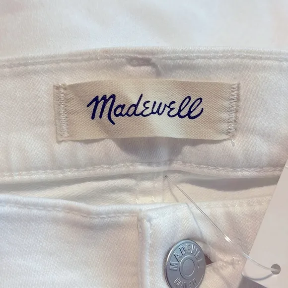 Madewell NWT Mid Rise Kick Out Crop Jeans Size 30 in Pure White
