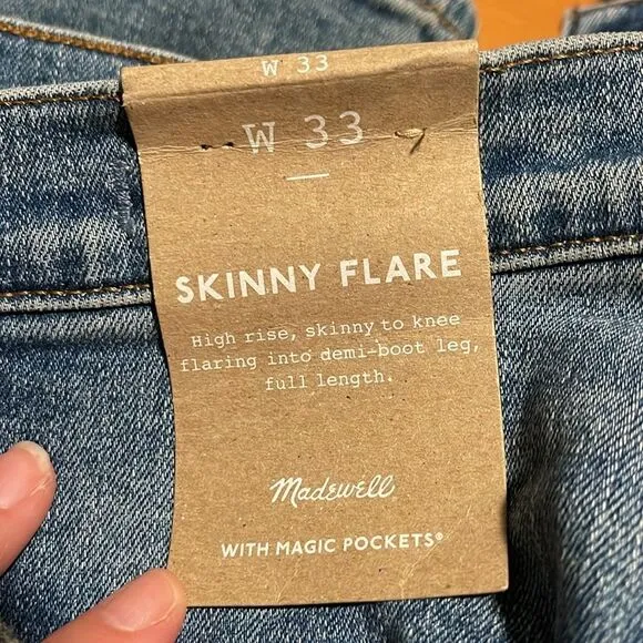 Madewell NWT Skinny Flare High Rise Jeans in Fairson Wash Size 33