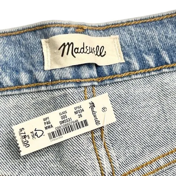 MADEWELL Relaxed Denim Shorts w/Side-Slit Size 26 (runs large) NWT