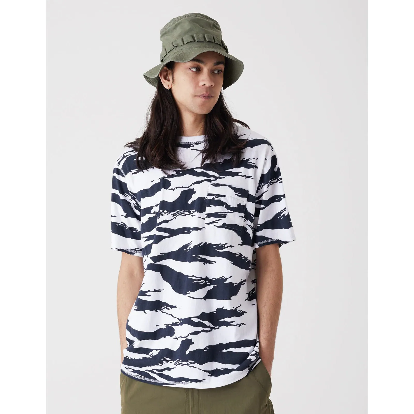 Maharishi Men Camo Pocket T-Shirt Marinier Tigerstripe Sparse