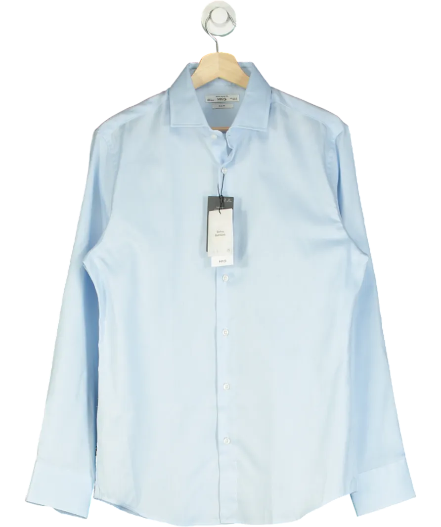 MANGO Blue 100% Cotton Slim Fit Shirt UK S