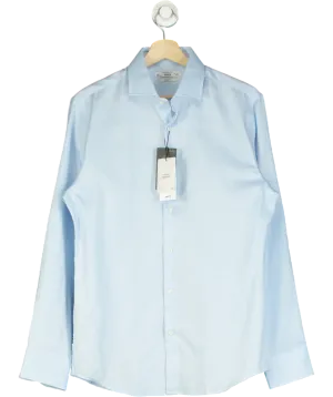 MANGO Blue 100% Cotton Slim Fit Shirt UK S