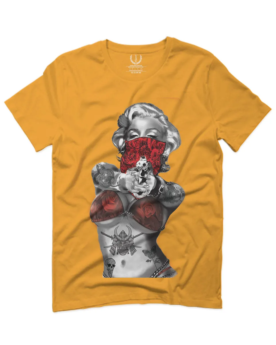 Marilyn Monroe Gangster Cool Graphic Hipster Red Roses Summer For men T Shirt