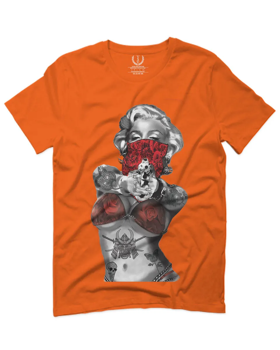 Marilyn Monroe Gangster Cool Graphic Hipster Red Roses Summer For men T Shirt