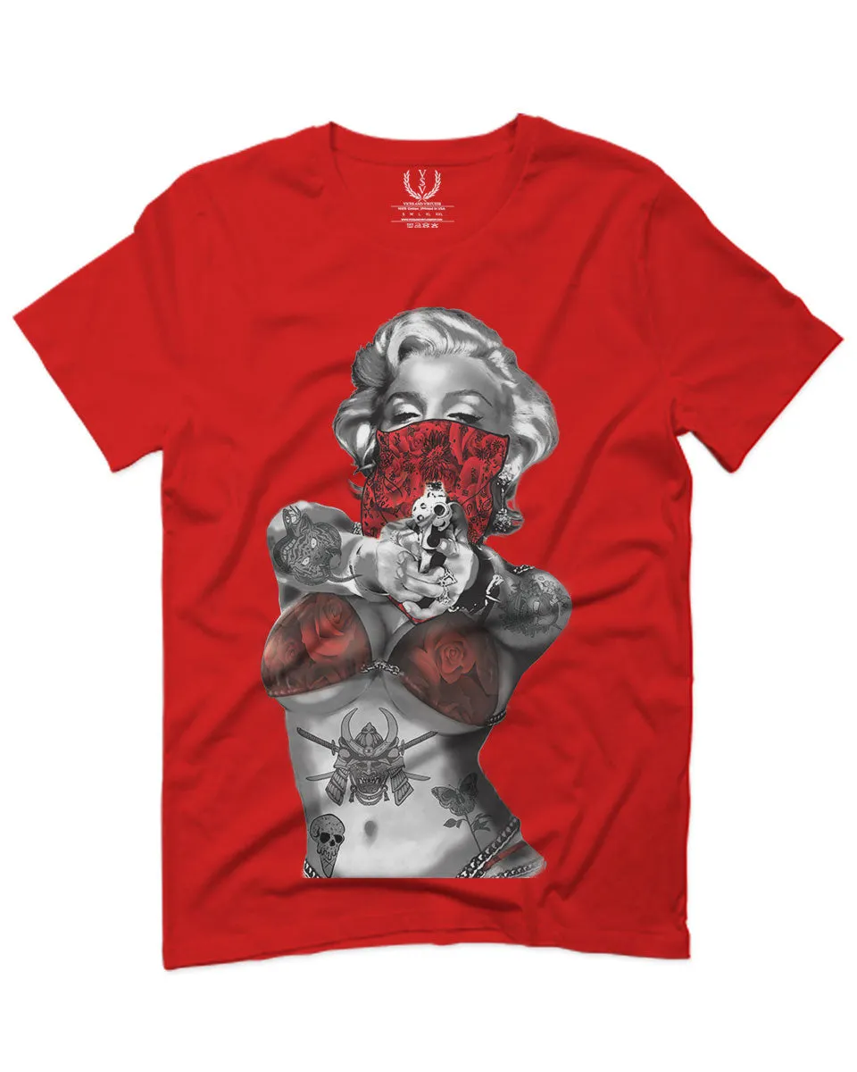 Marilyn Monroe Gangster Cool Graphic Hipster Red Roses Summer For men T Shirt