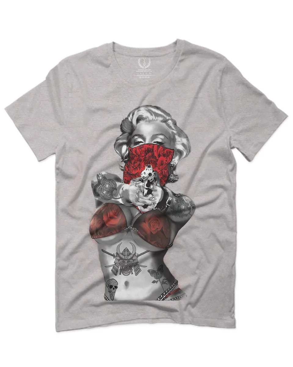Marilyn Monroe Gangster Cool Graphic Hipster Red Roses Summer For men T Shirt