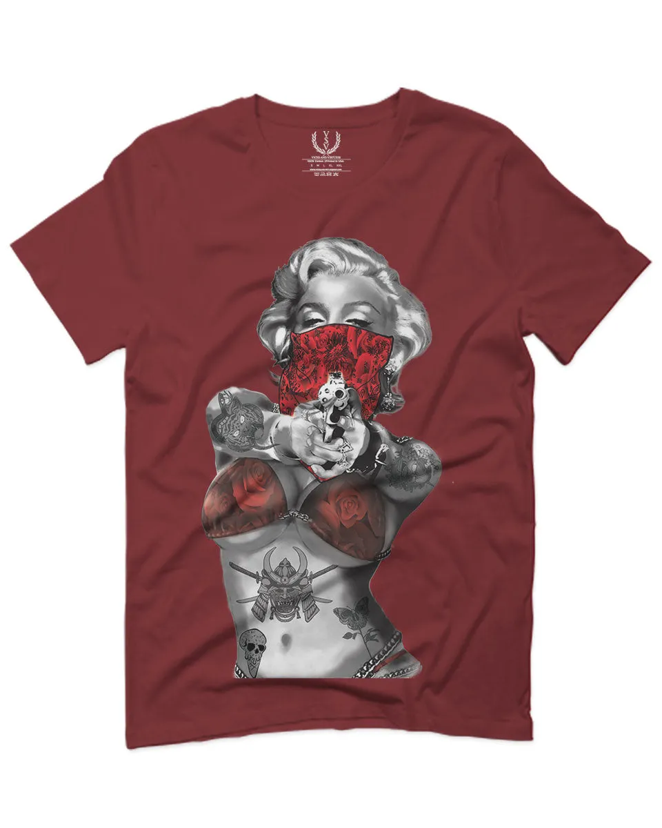 Marilyn Monroe Gangster Cool Graphic Hipster Red Roses Summer For men T Shirt