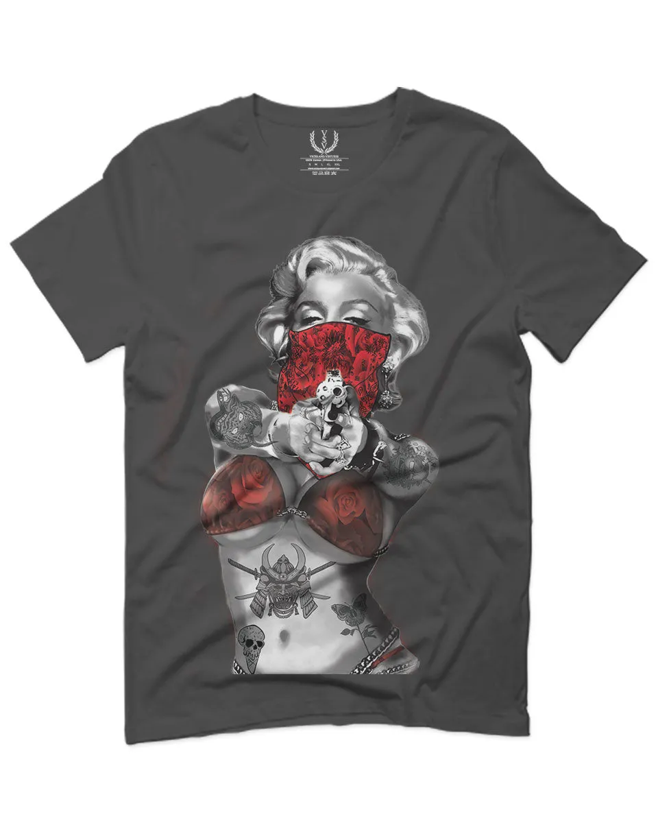 Marilyn Monroe Gangster Cool Graphic Hipster Red Roses Summer For men T Shirt