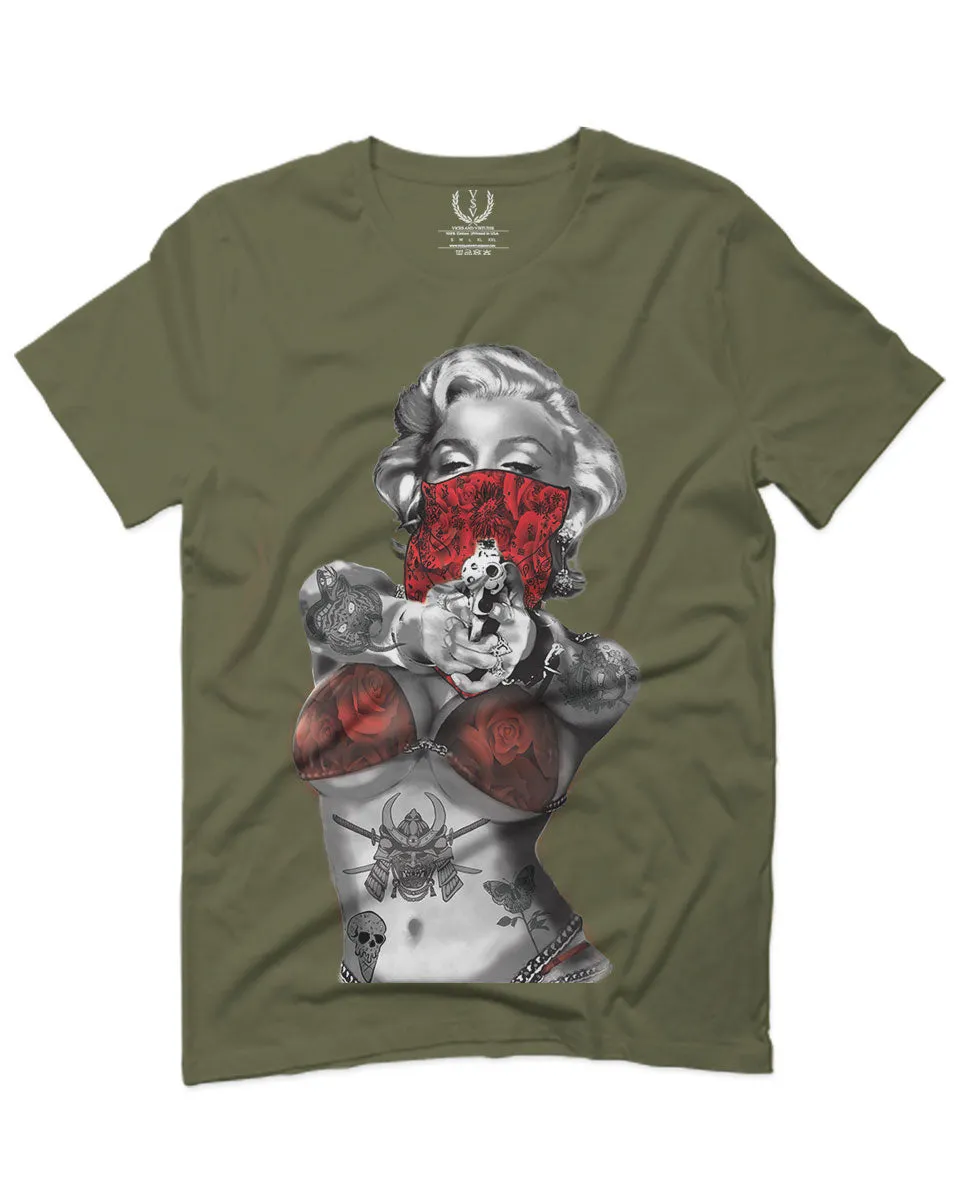 Marilyn Monroe Gangster Cool Graphic Hipster Red Roses Summer For men T Shirt