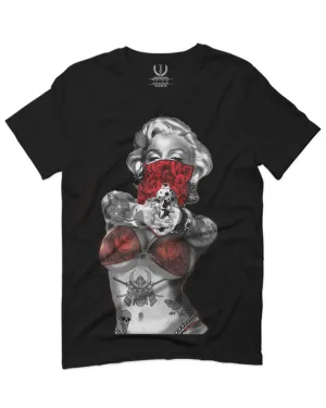 Marilyn Monroe Gangster Cool Graphic Hipster Red Roses Summer For men T Shirt