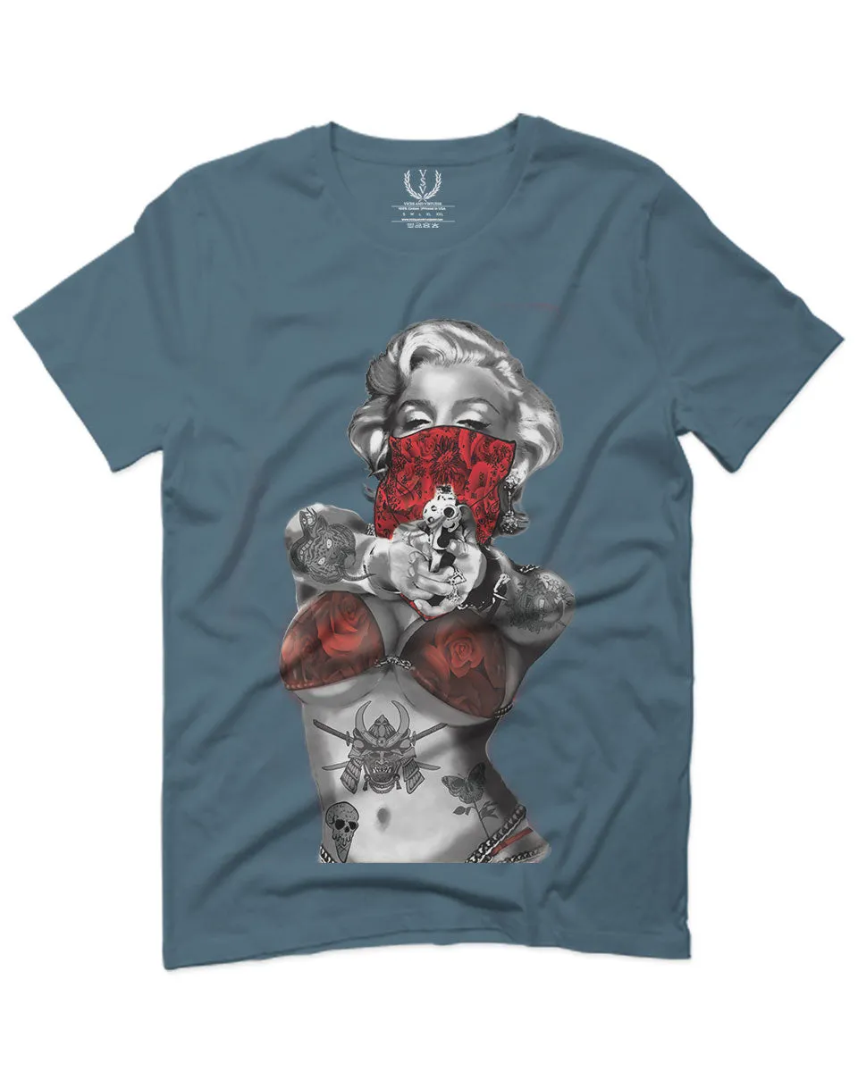 Marilyn Monroe Gangster Cool Graphic Hipster Red Roses Summer For men T Shirt