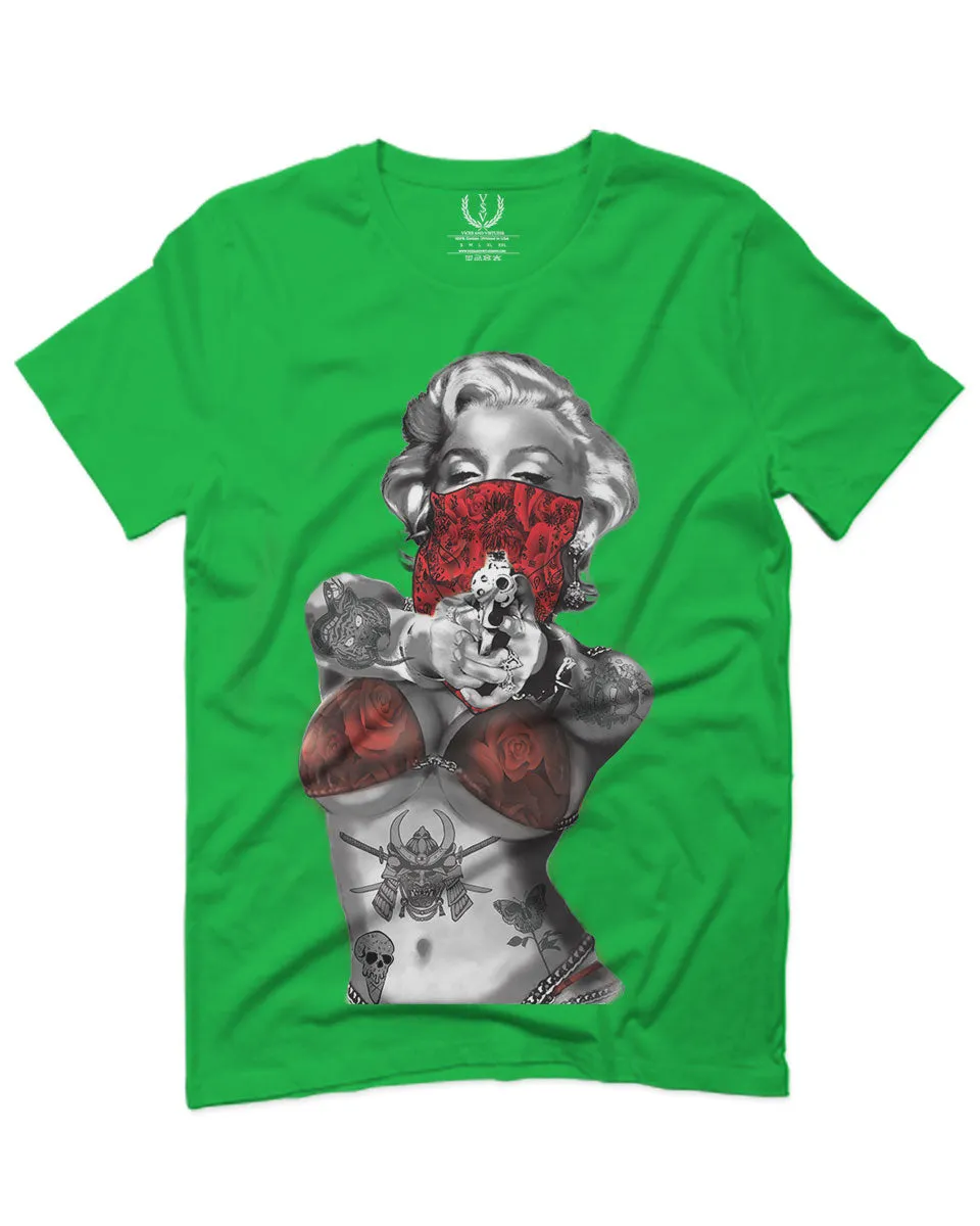 Marilyn Monroe Gangster Cool Graphic Hipster Red Roses Summer For men T Shirt