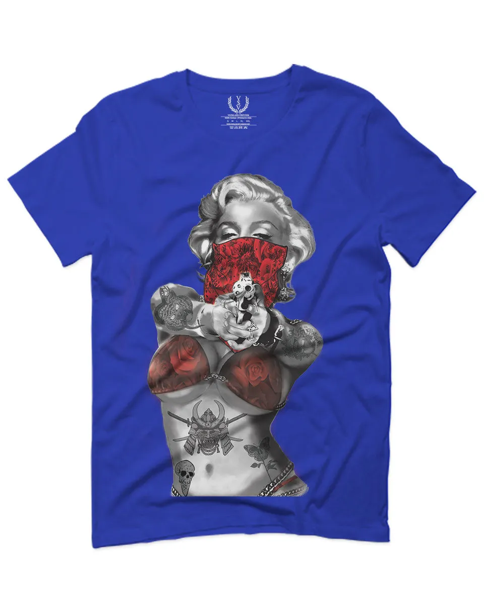 Marilyn Monroe Gangster Cool Graphic Hipster Red Roses Summer For men T Shirt