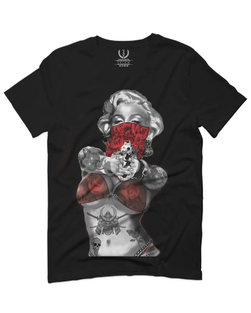 Marilyn Monroe Gangster Cool Graphic Hipster Red Roses Summer For men T Shirt