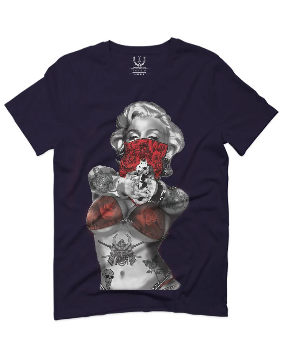 Marilyn Monroe Gangster Cool Graphic Hipster Red Roses Summer For men T Shirt