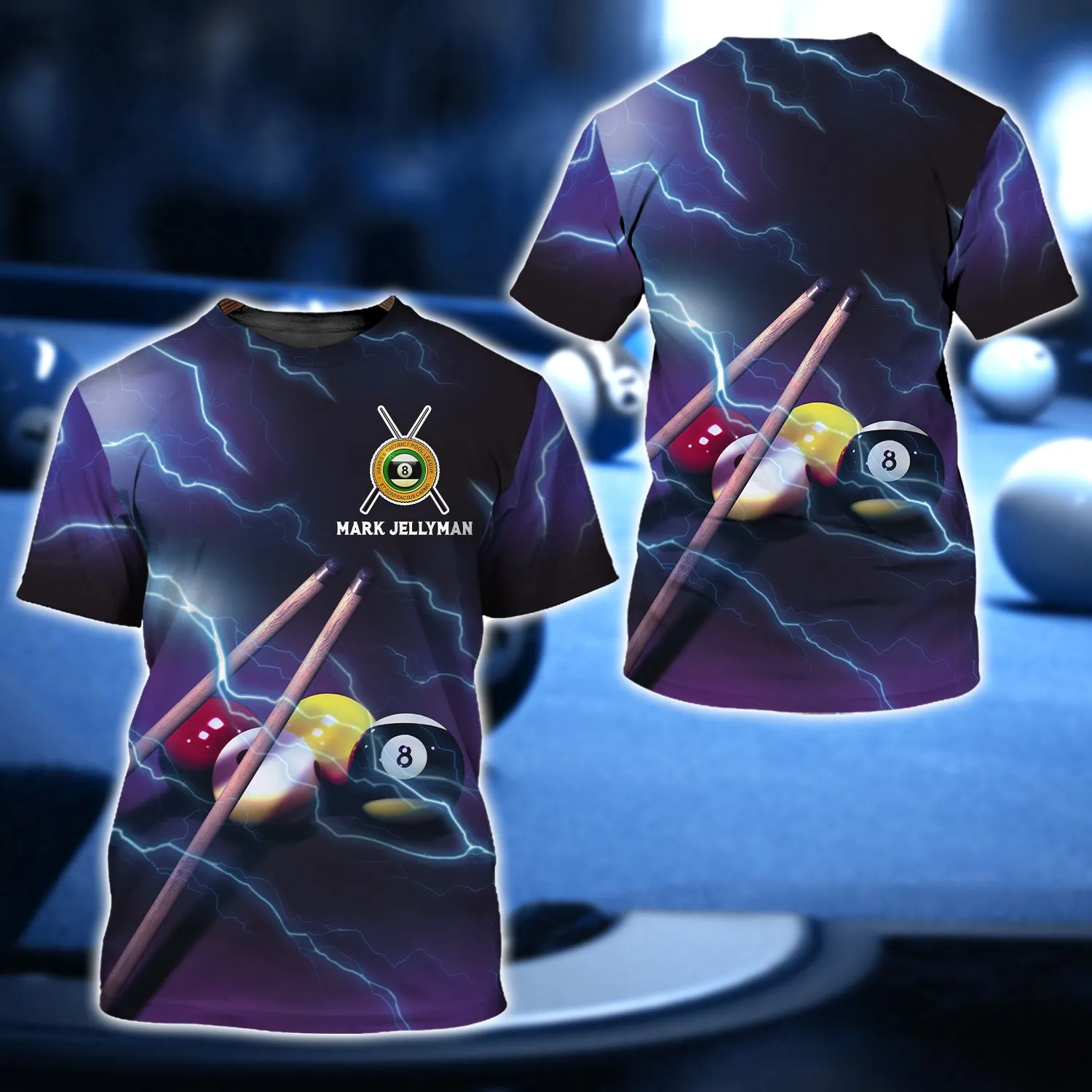 Mark Jellyman Yellow and Red Billiard Ball Thunder Lightning 3D Shirt - QB95
