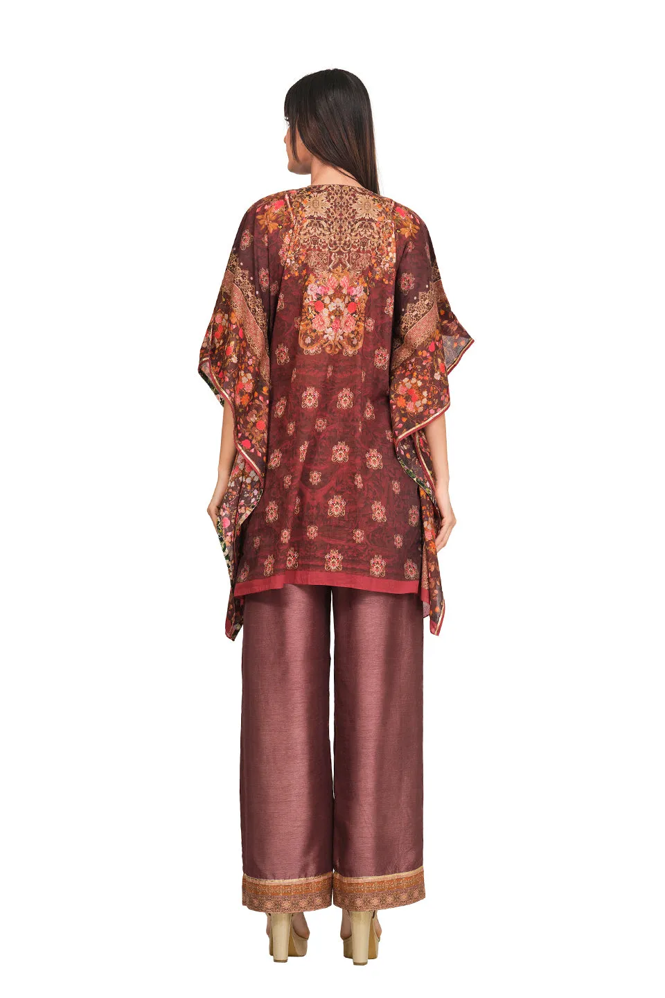 Maroon printed kaftan