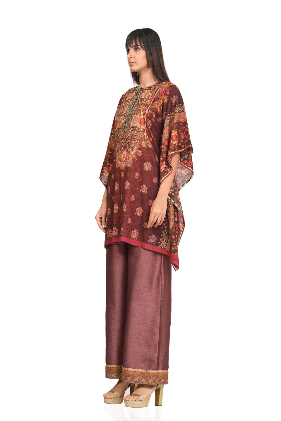 Maroon printed kaftan