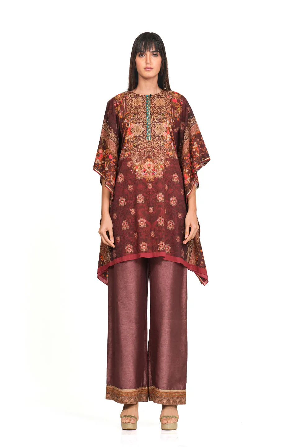 Maroon printed kaftan