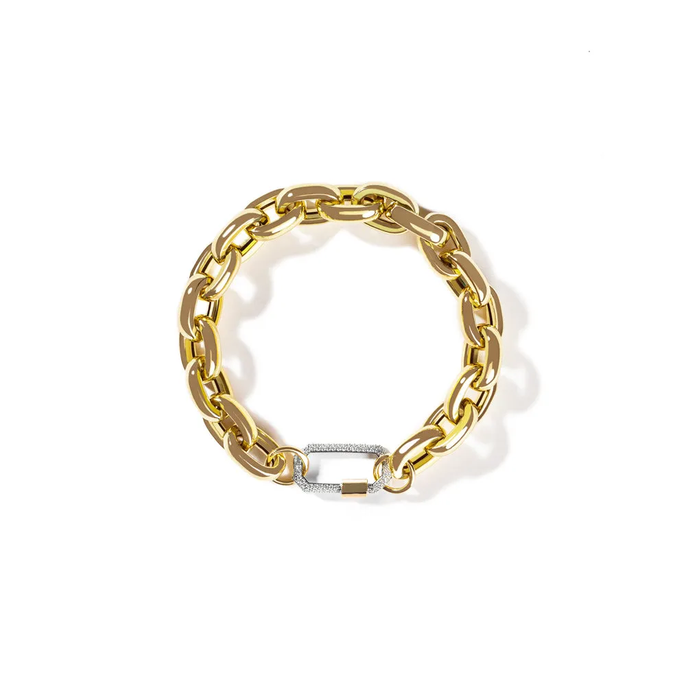 Medium Diamond Lock On Chunky Links Bracelet