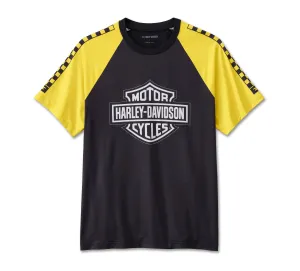 Men's Bar & Shield Raglan Short Sleeve Tee - Colorblocked - Harley Black