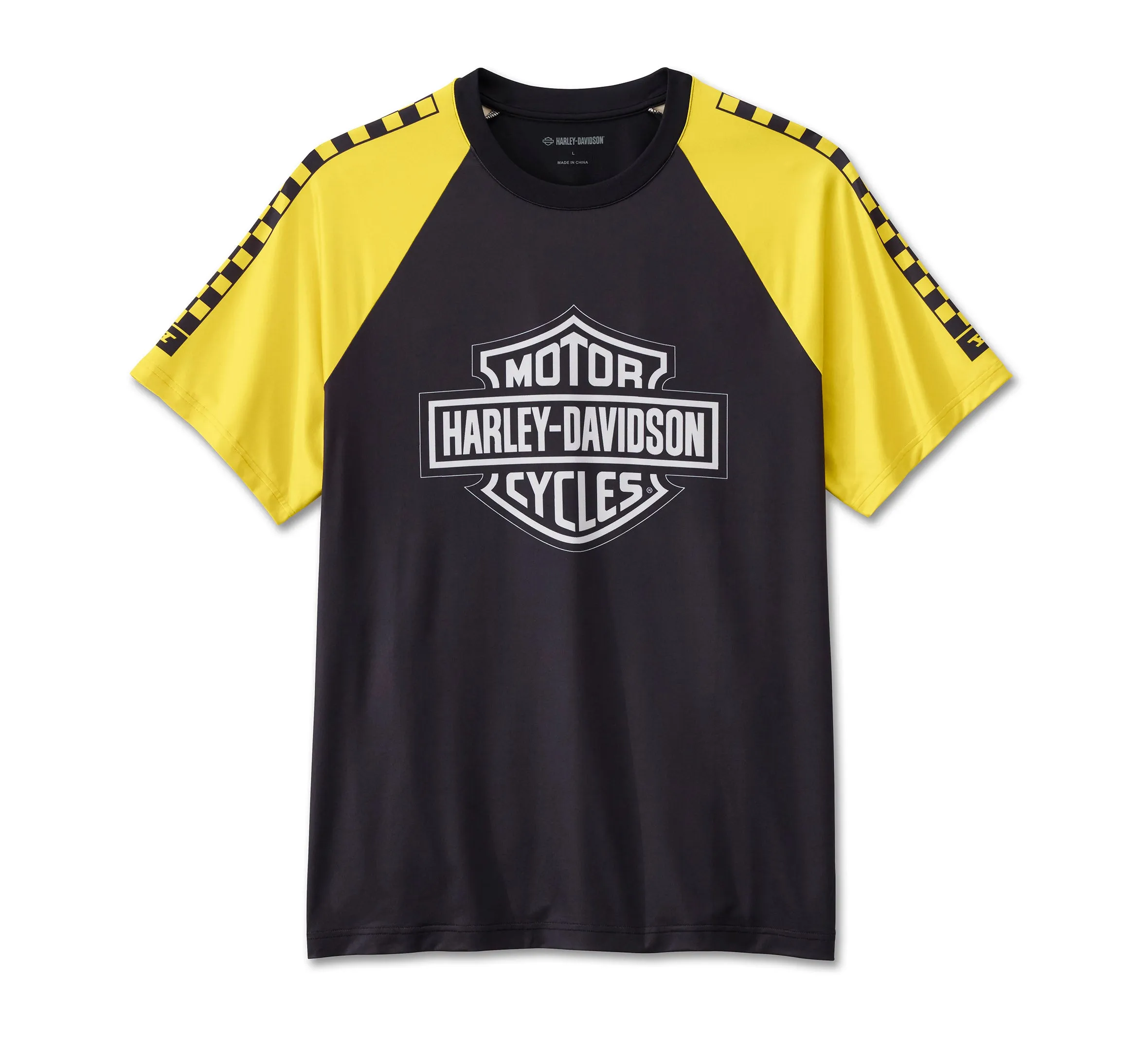 Men's Bar & Shield Raglan Short Sleeve Tee - Colorblocked - Harley Black