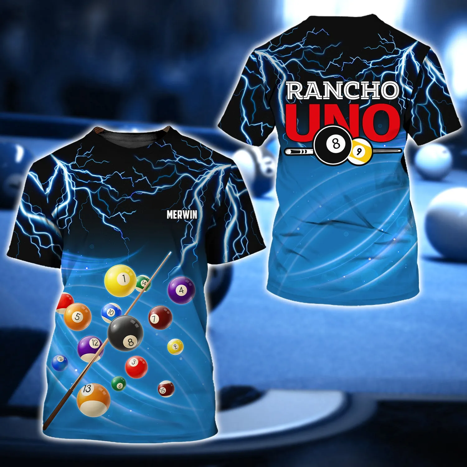 MERWIN - Rancho UNO Billiard Team 3D Shirt - QB95