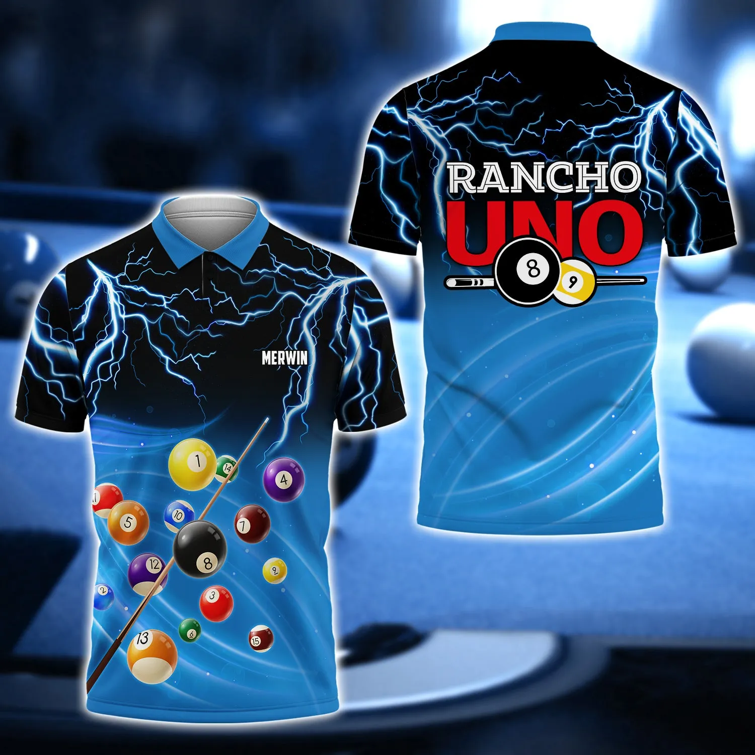 MERWIN - Rancho UNO Billiard Team 3D Shirt - QB95