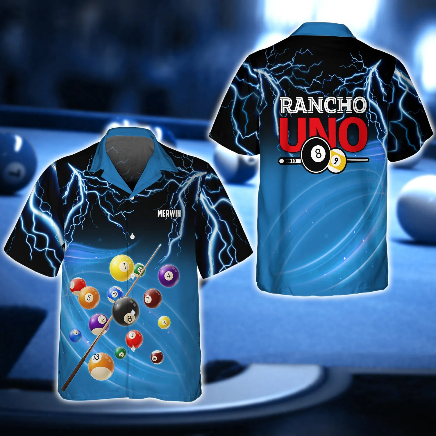 MERWIN - Rancho UNO Billiard Team 3D Shirt - QB95