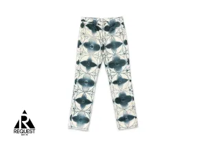 Monogram Shibori Printed Denim Pants "White/Blue"