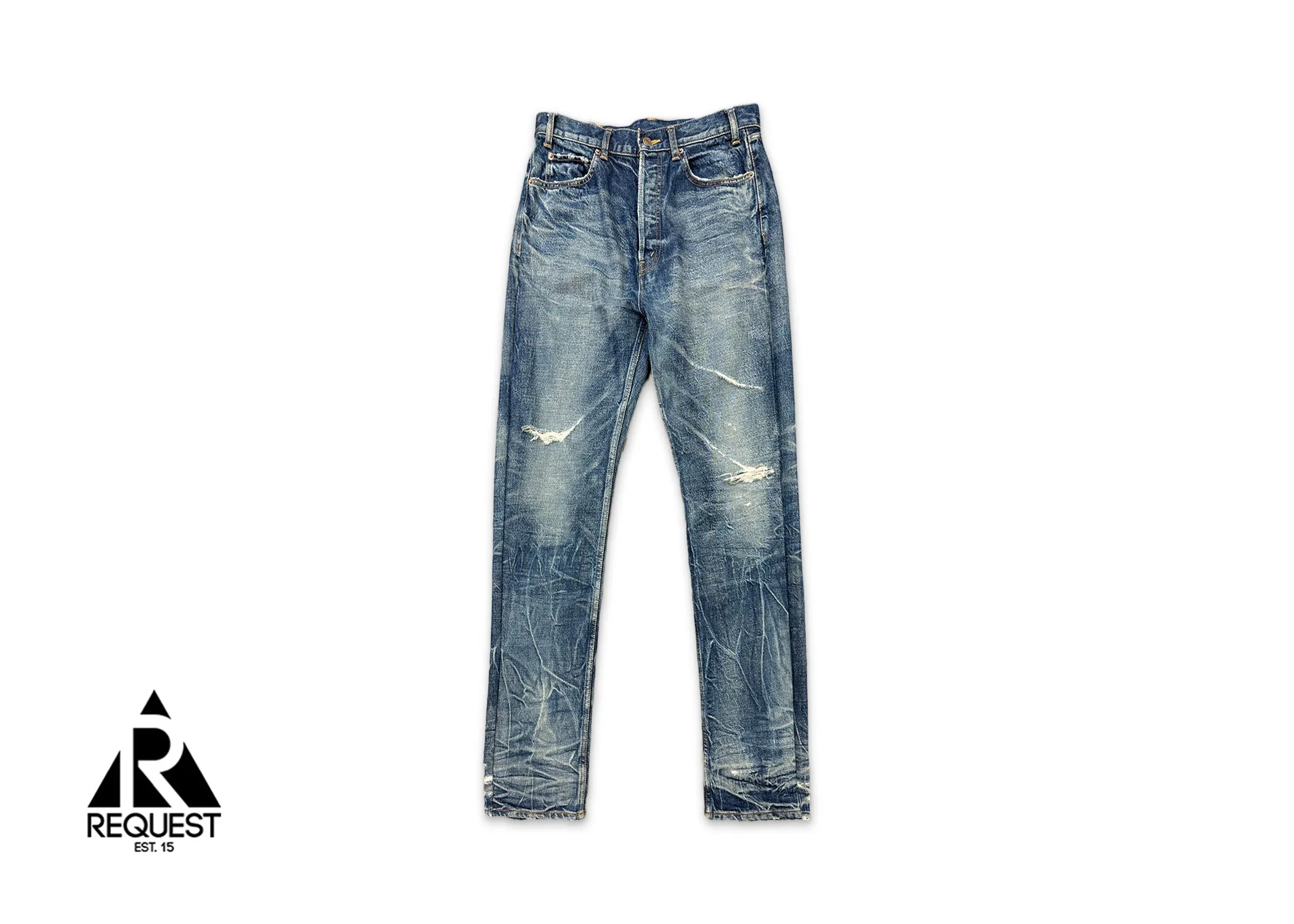 M_RE_008 21SS Distressed Salvaged Denim Jeans “Blue”
