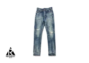M_RE_008 21SS Distressed Salvaged Denim Jeans “Blue”