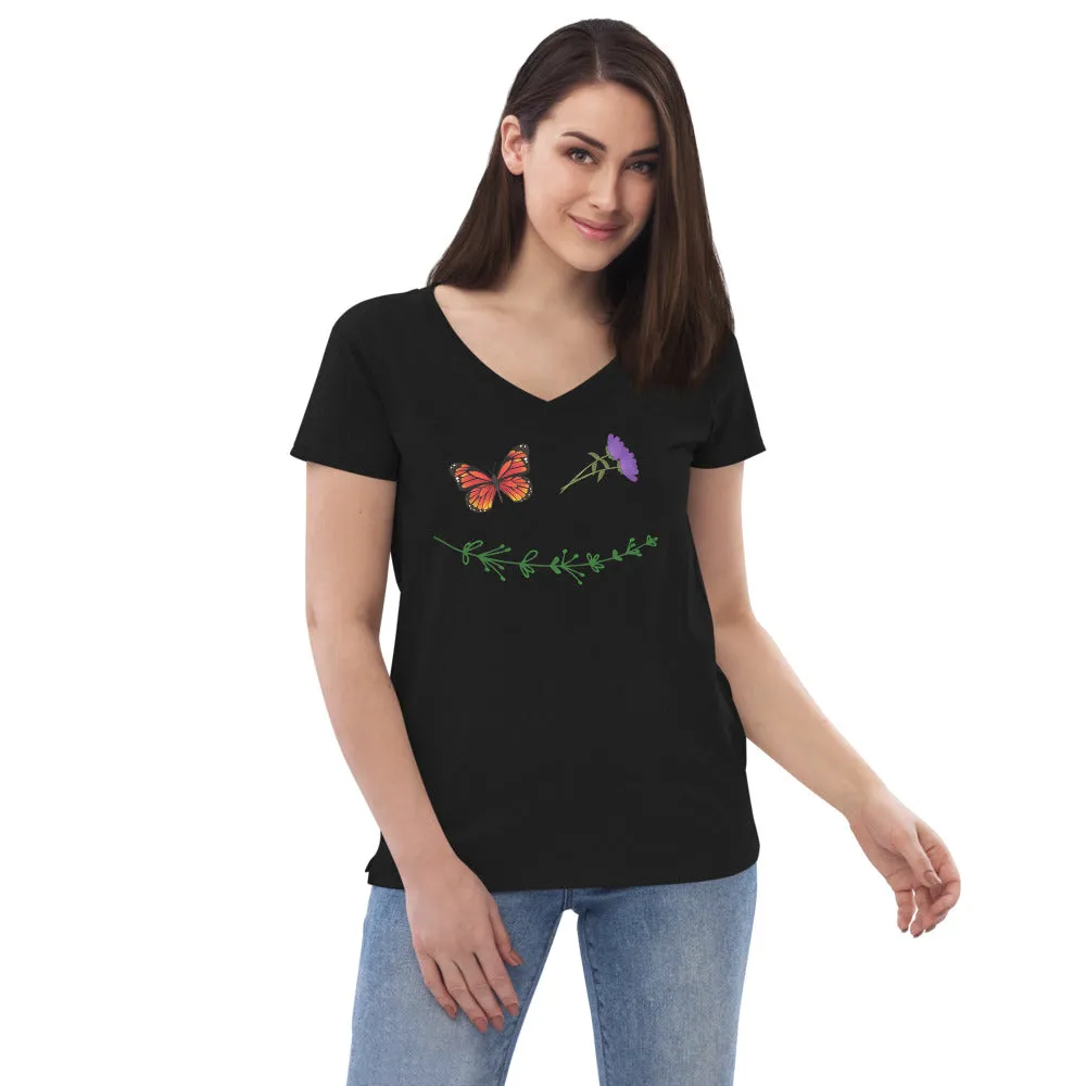 Nature Smiley - Women’s Eco-Friendly V-Neck T-Shirt