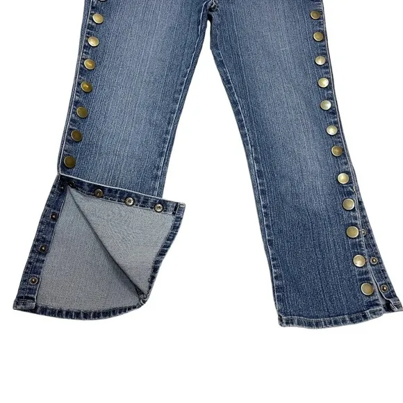 Nevada jeans size 9/10 W28 L23 capri metal inserts blue Pocketless Rear Vintage