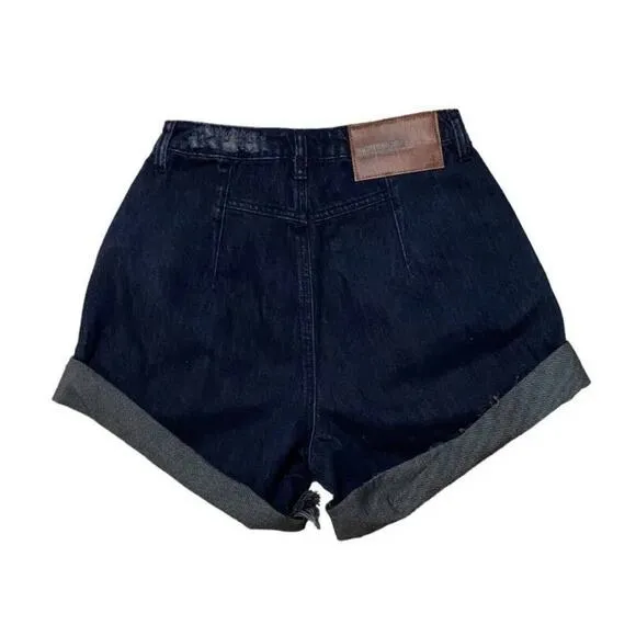 NWT Free People One Teaspoon STREET WALKER Denim Shorts $118 Size 24 Fox Black
