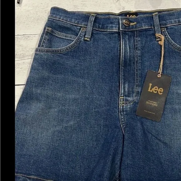 NWT LEE High Rise Vintage DARK Modern Dungaree Short  A-Line Women's Shorts