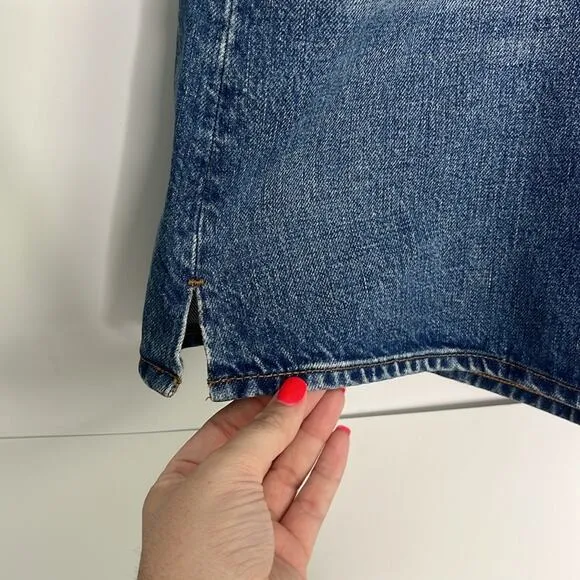 NWT Madewell Mid-Length Denim Shorts Side Slit Edition