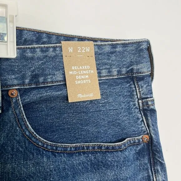 NWT Madewell Mid-Length Denim Shorts Side Slit Edition